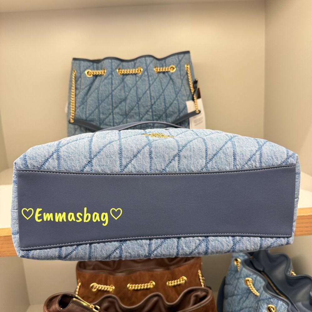 Coach Evelyn Large Shoulder Bag Regenerative Cotton With Quilting CDC01 Indigo - Picture 4 of 7